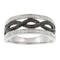 Sterling Silver and Black Rhodium Diamond Twist Ring