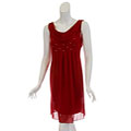 SL Fashions Women's Red Drape Rhinestone Accented Dress