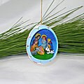 Ceramic Brown Nativity Egg Ornament (Peru)