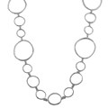 Italian Sterling Silver 30-inch Round Hammered Link Necklace
