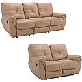 Dakota Beige Reclining Leather Sofa and Leather Loveseat