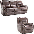 Marco Brown Reclining Leather Sofa and Reclining Leather Chair