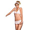 Leg Avenue Ruffled Embroidered 2-piece Halter Bikini