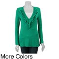M by M Kalan Women's Ruffled Neck Knit Top