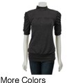 Nice Wear Women's Ruched-sleeve Turtleneck Top