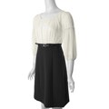 Sangria Women's Chiffon Bodice Two-tone Belted Dress
