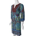 Sangria Women's Retro Print High Waist Peasant Dress