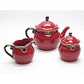 Certified International Regency Burgundy Teapot/ Creamer/ Sugar Bowl Set