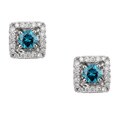 14k White Gold 1ct TDW Blue and White Diamond Earrings (G-H, I1)