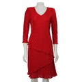 Connected Apparel Women's Red 3-tier Dress