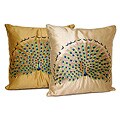 Peacock Embroidered Throw Pillow 