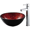 Vigo Terrassa Glass Vessel Sink with Chrome Faucet/ Pop-up Drain