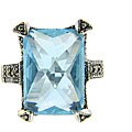 Sterling Silver Blue Marcasite Rectangle Ring