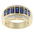 14k Yellow Gold Sapphire and 1/5ct TDW Diamond Ring (Size 7.25 )