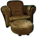 Trend Lab Solid Brown Velour Chair with Matching Ottoman