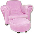 Trend Lab Solid Pink Velour Chair with Matching Ottoman