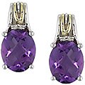 Sterling Silver and 10k Gold Amethyst Earrings