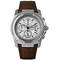 Seiko Men's White Dial Brown Leather Strap Chronograph Watch