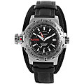 Seiko Men's Perpetual Black Dial Black Leather Strap Watch