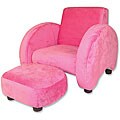 Trend Lab Fuschia Velour Stuffed Chair and Ottoman Set