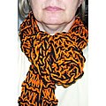 Sara's Aunt in Manhattan Fluffy Double Yarn Black/ Pumpkin Scarf (USA)