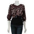 Kaelyn Max Women's Belted Animal Print Top