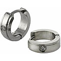 Stainless Steel Cubic Zirconia Huggie Earrings