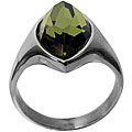 Stainless Steel Marquise-shaped Green Glass Ring