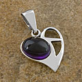 Sterling Silver 'Heart' Amethyst Necklace (Thailand)