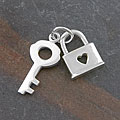 Sterling Silver Key and Heart Lock Pendant (Thailand)
