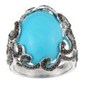 Encore by Le Vian 14k Gold Turquoise and 7/8ct TDW Black Diamond Ring (Size 7)