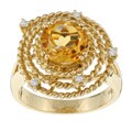 Encore by Le Vian 14k Gold Citrine and 1/10ct TDW Diamond Swirl Ring (Size 7)