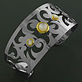 14k Gold Over Stainless Steel Mother of Pearl Bangle (Italy)
