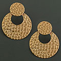 Stainless Steel and 14k Pink Gold Textured Earrings (Italy)