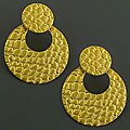 Stainless Steel And 14k Yellow Gold Textured Earrings (Italy)
