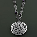 Stainless Steel Amethyst Pendant Necklace (Italy)