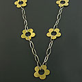 14k Gold/ Stainless Steel Floral Station Necklace (Italy)