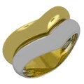 14k Two-tone Gold V-shaped Ring (Size 7)