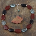 Carnelian, Blue Topaz and Onyx Necklace (Thailand)