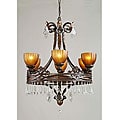Hand-cut Crystals Amber Glass Shades Espresso 6-light Chandelier