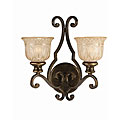 Bronze Umber Amber Glass Shade 2-light Wall Sconce