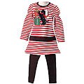 Flapdoodles Girls' Striped Scotty Christmas Outfit