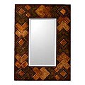 Leather 'Large Lattice' Mirror (Peru)
