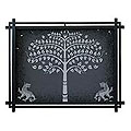 'Silver Bo Tree With Lions' Acrylic Painting (Thailand)