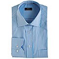 Pera Men's Blue Satin Stripe Dress Shirt