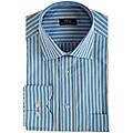 Pera Men's Blue and Yellow Striped Dress Shirt