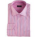Pera Men's Pink with Blue Stripe Oxford Dress Shirt