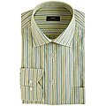 Pera Men's Light Green with Blue Oxford Dress Shirt