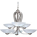 Brushed Nickel Marble Wash Glass 9-light Chandelier