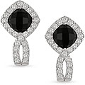 10k Gold Onyx and White Topaz Earrings
